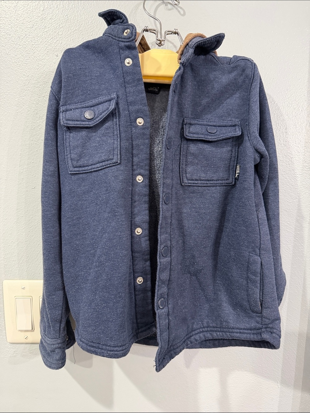 Eddie Bauer Navy Button-Front Lightweight Shirt Jacket